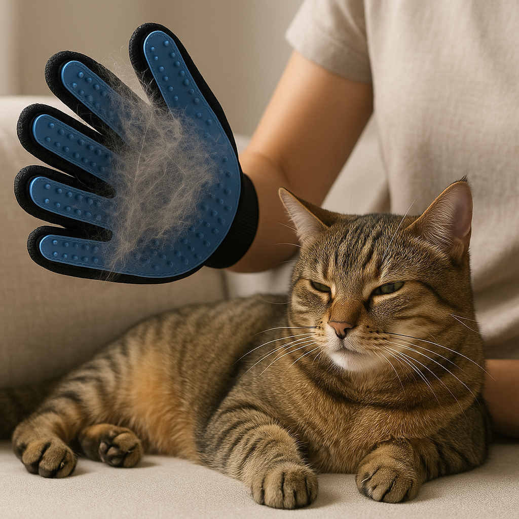Pet Hair Remover Glove cleaning a couch